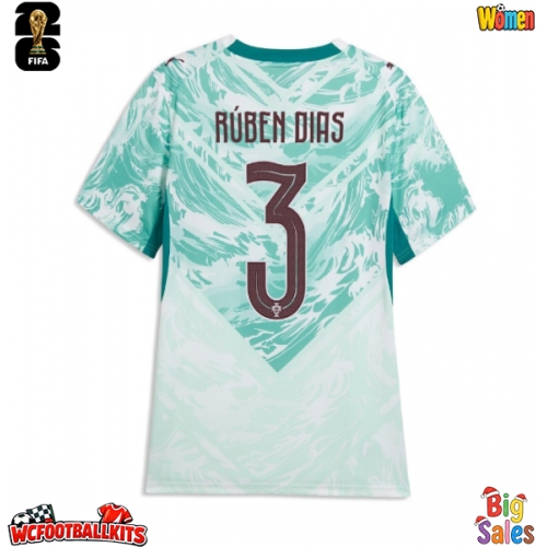 Portugal Ruben Dias #3 Replica Away Stadium Shirt for Women World Cup 2026 Short Sleeve